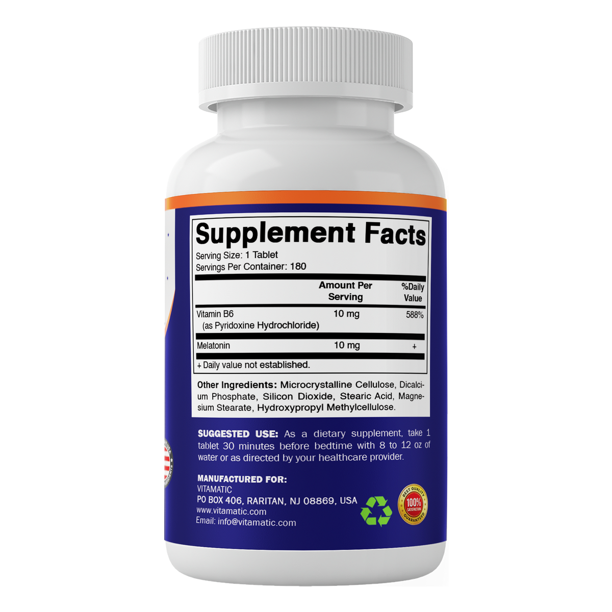 Time Release Melatonin 10mg with Vitamin B6 10mg