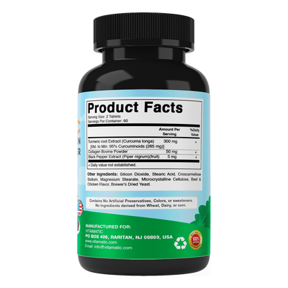 Turmeric+Collagen+Black Pepper for Dogs, 120 Tablets
