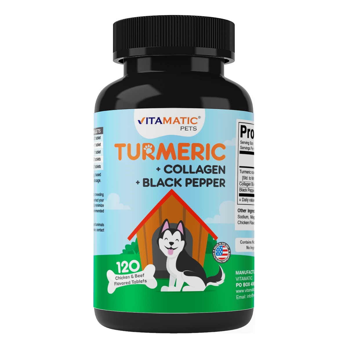 Turmeric+Collagen+Black Pepper for Dogs, 120 Tablets