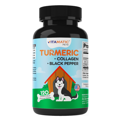 Turmeric+Collagen+Black Pepper for Dogs, 120 Tablets