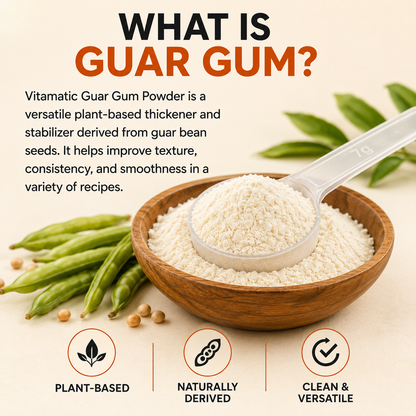 Vitamatic Guar Gum Powder 1 kg (2.2 lb) – Plant-Based Thickener & Stabilizer – Non-GMO, Gluten Free – Ideal for Baking, Cooking & Food Preparation