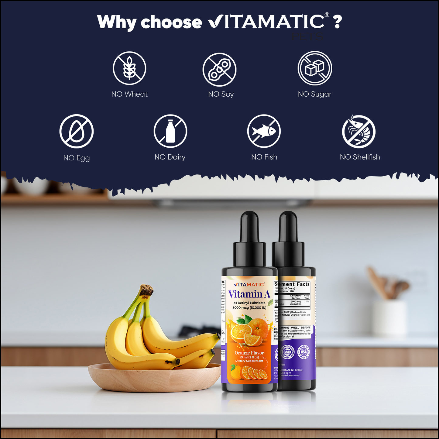 Vitamin A Liquid Drops 10000 IU (3000 mcg) as Retinyl Palmitate - 2 FL OZ (59 ml)