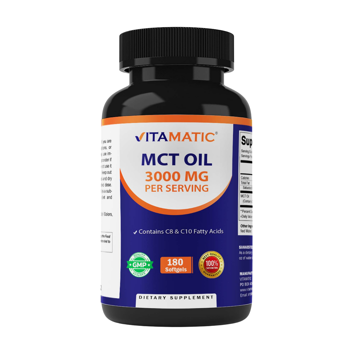 Vitamatic MCT Oil 3000mg per Serving, 180 Softgels