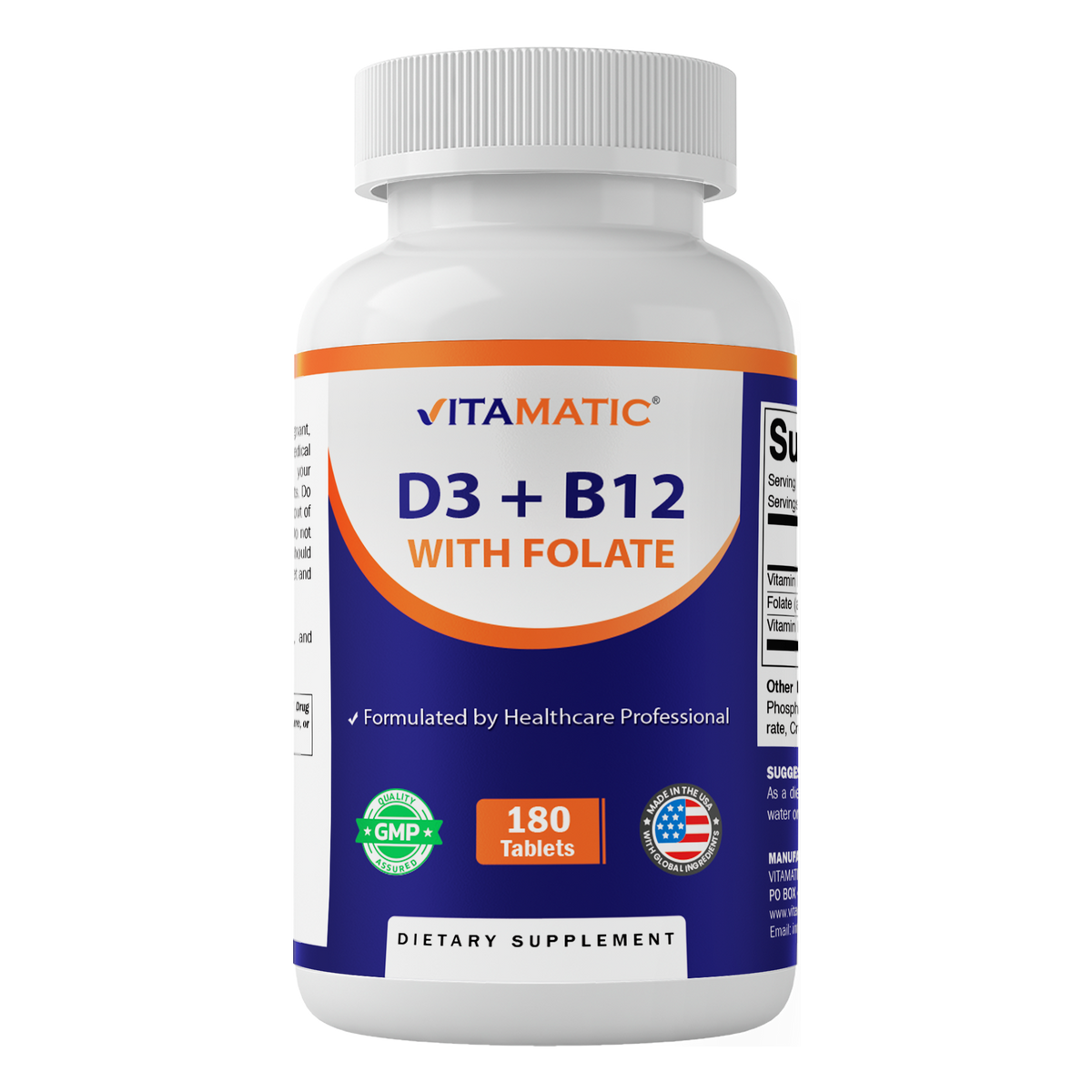 Vitamin D3 1000 IU + Vitamin B12 1000 mcg with Folate