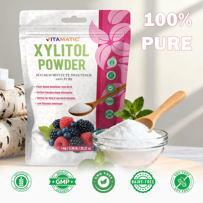 Xylitol Pure Powder 1 KG (2.2 lb) – 100% Pure Birch Derived Sweetener