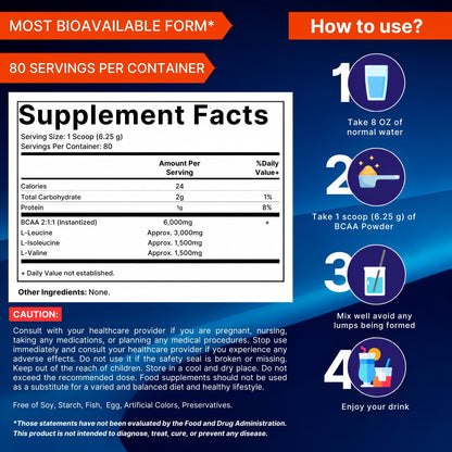 Vitamatic BCAA Powder 2:1:1 Branched Chain, 500g Pouch