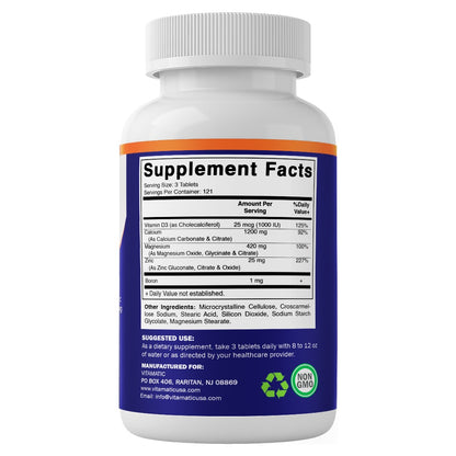 Vitamatic Calcium Magnesium Zinc + D3 & Boron, 365 Tablets