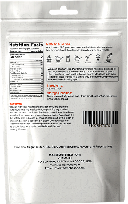 Vitamatic Xanthan Gum Powder 1 kg (2.2 lb)