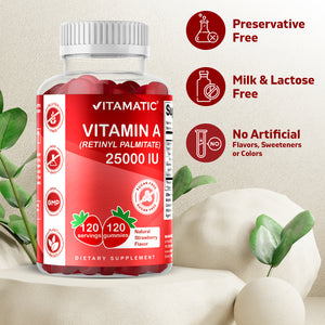 Sugar Free Vitamin A 25000 IU (7500 mcg Retinyl Palmitate) per gummy 120 Gummies