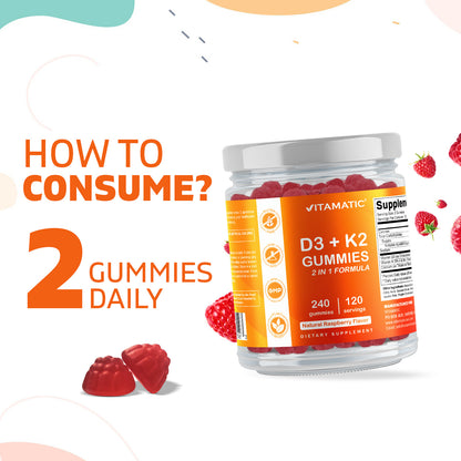 Vitamin D3 K2 with Calcium Gummies - 240 Count