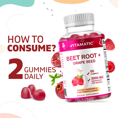 Beet Root 3000mg Equivalent Per Serving - 60 Gummies