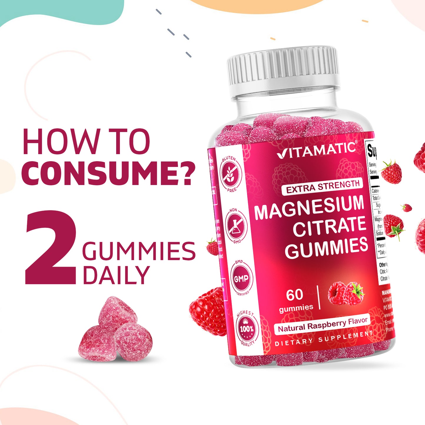 Extra Strength Magnesium 85mg - 60 Vegan Gummies