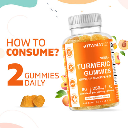 Turmeric Ginger with Black Pepper 60 Vegan Gummies