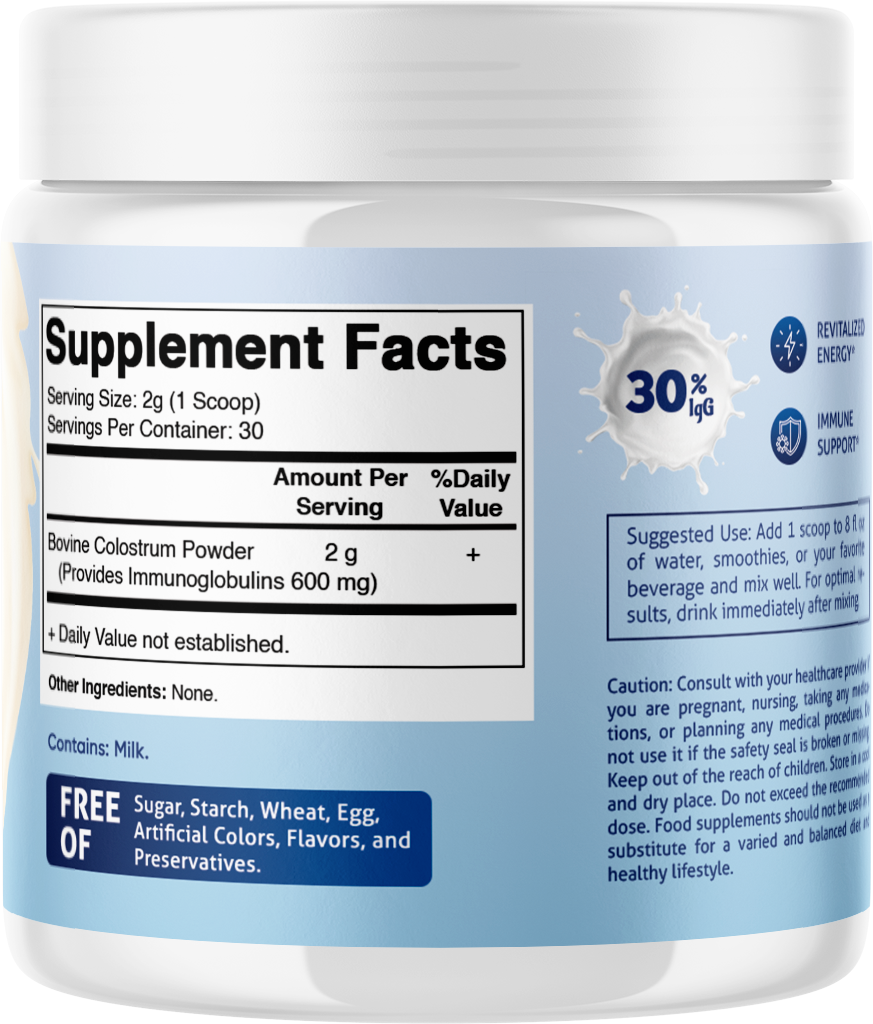 Colostrum Powder 30% IgG, 60g Jar