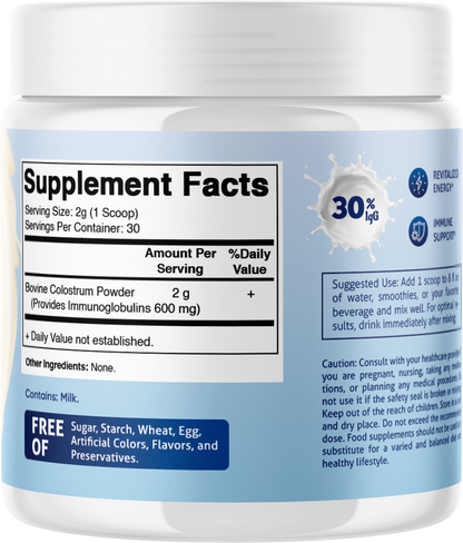 Colostrum Powder 30% IgG, 60g Jar