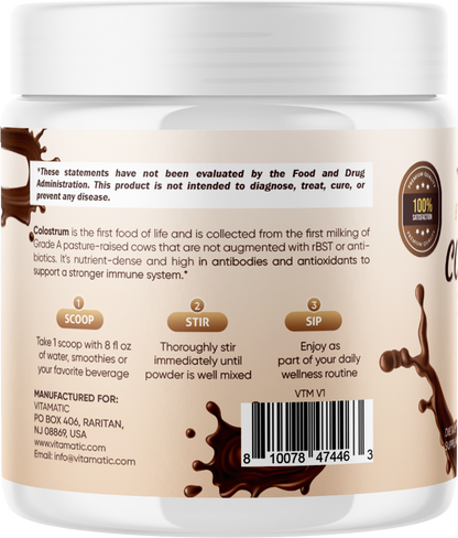 Bovine Colostrum 30% IgG Chocolate Flavored Powder