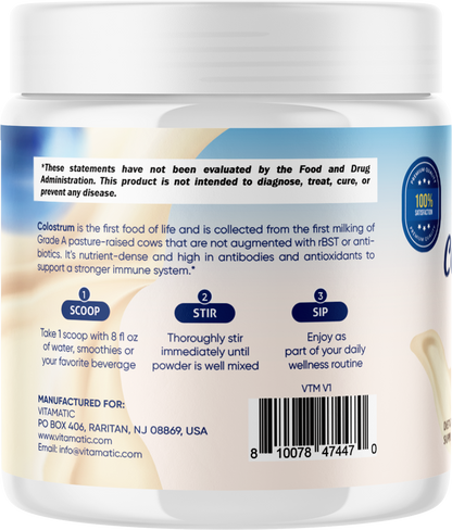 Bovine Colostrum 30% IgG Vanilla Flavored Powder