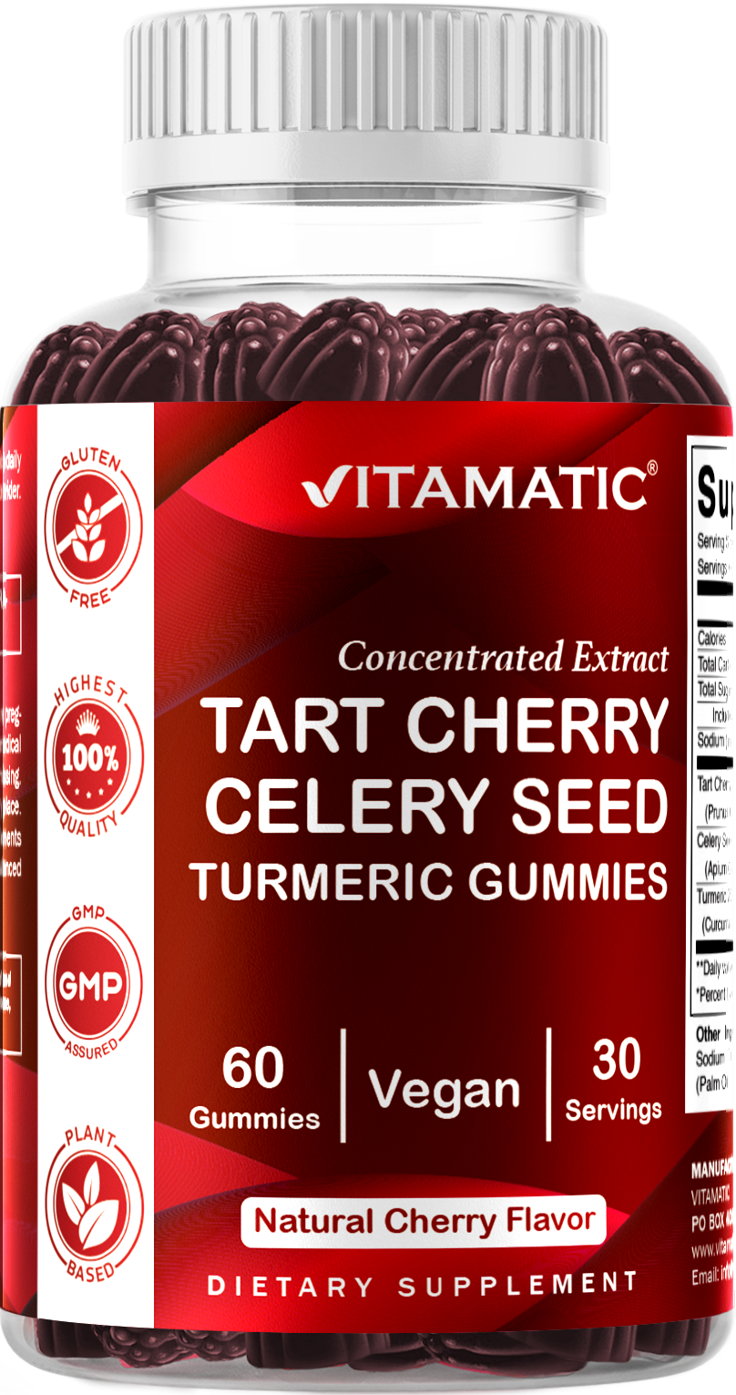Vitamatic Vegan Tart Cherry + Celery Seed, 60 Gummies