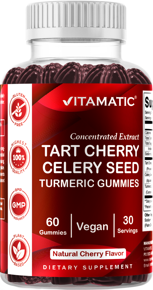 Vitamatic Vegan Tart Cherry + Celery Seed, 60 Gummies
