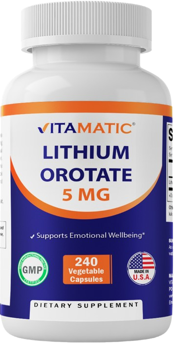 Lithium Orotate 5mg, 240 Veggie Capsules