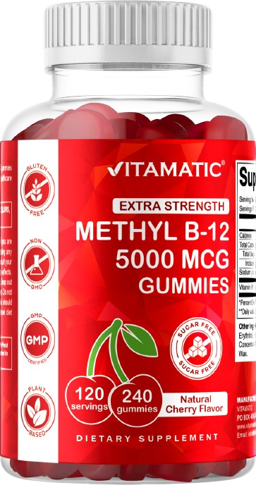 Sugar Free Methyl B12 5000 mcg - 120 Vegan Gummies