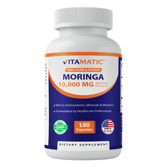 Moringa Capsules 10,000mg - 180 Capsules | Pure Moringa Oleifera Leaf Powder Supplement - Green Superfood Powder Capsules