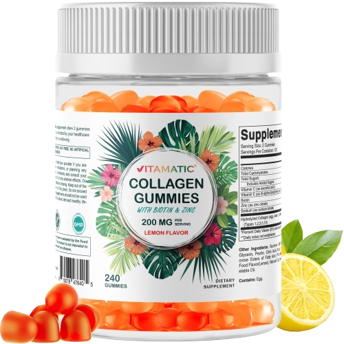 Hydrolyzed Collagen Gummies with Vitamin C, Zinc and Biotin, 200 mg per serving - 240 Gummies