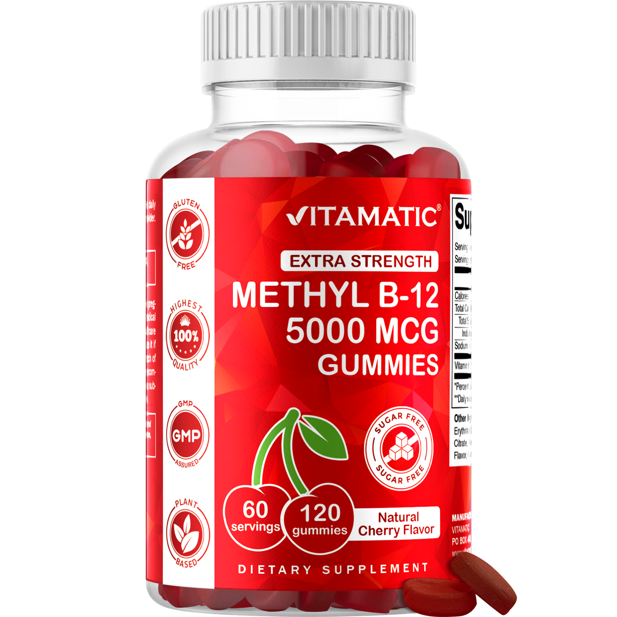 Vitamatic Sugar-Free Methyl B12 5000 mcg, 120 Gummies