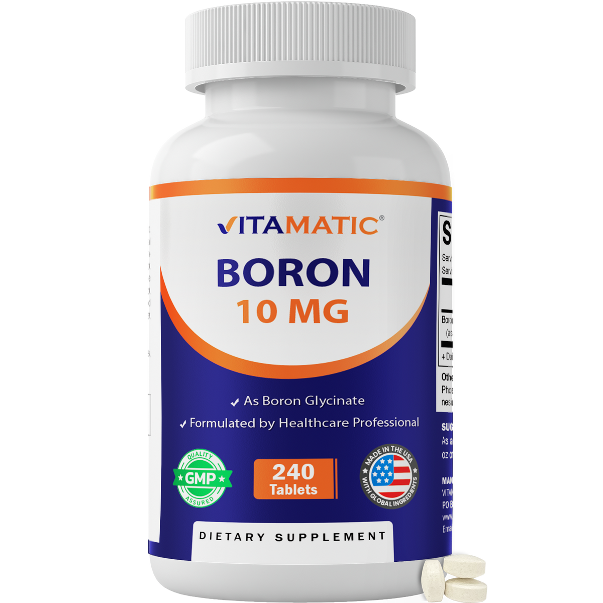 Vitamatic Chelated Boron Glycinate 10mg, 240 Tablets