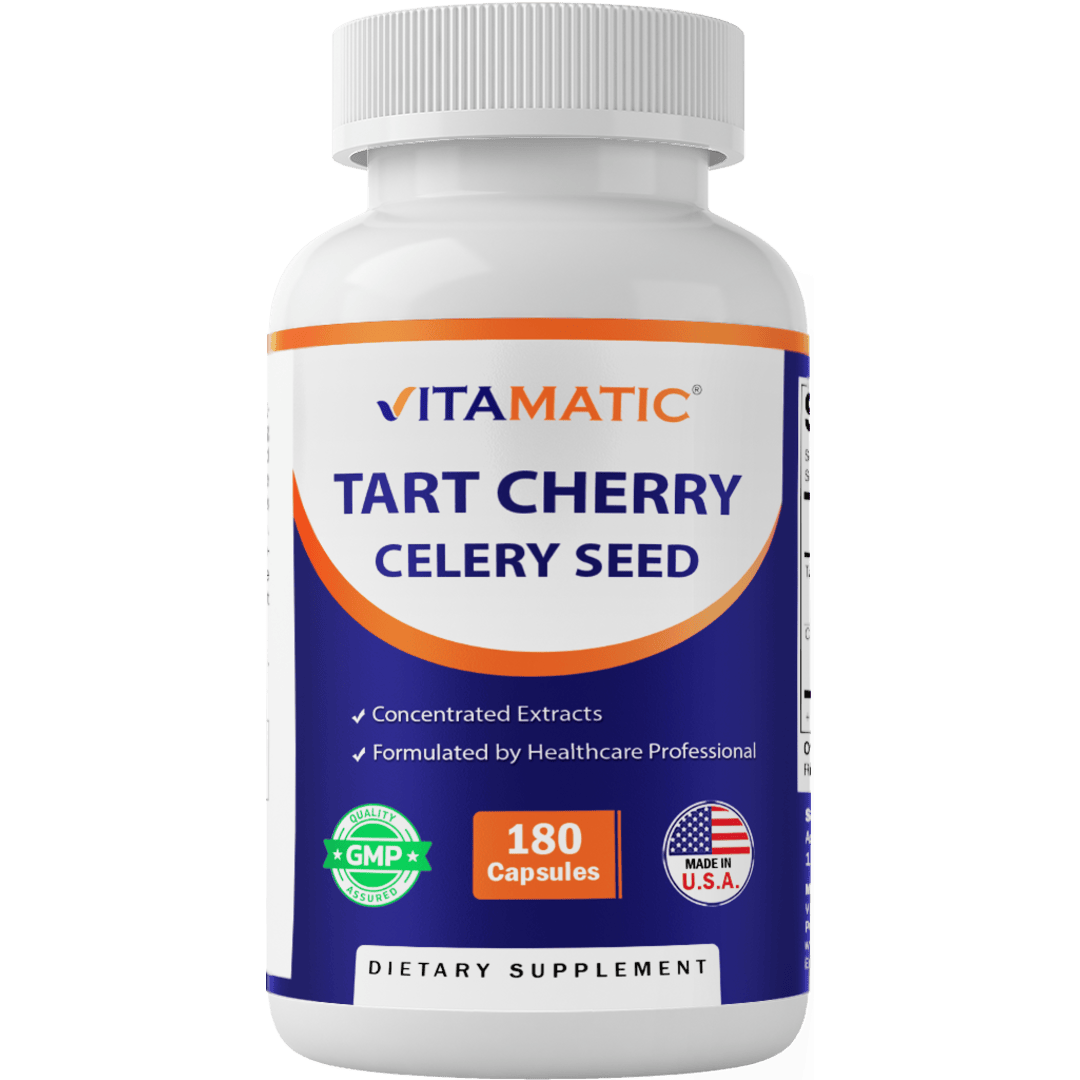 Tart Cherry with Celery Seed Concentrated Extracts - 18,000mg Equivalent Per Serving - 180 Veg Capsules