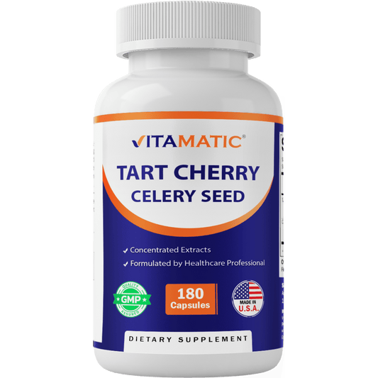 Tart Cherry with Celery Seed Concentrated Extracts - 18,000mg Equivalent Per Serving - 180 Veg Capsules