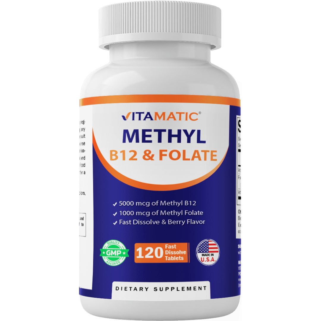 Methyl Folate & B12 Supplement with Pyridoxal 5 Phosphate  120 Fast Dissolve Tablets