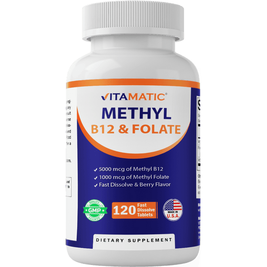 Methyl Folate & B12 Supplement with Pyridoxal 5 Phosphate  120 Fast Dissolve Tablets