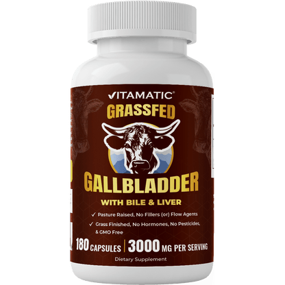 Vitamatic Grass-Fed Beef Gallblader with Bile & Liver 180 Capsules