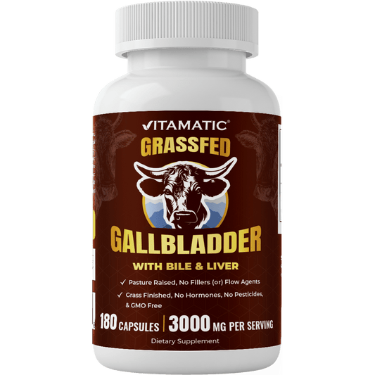 Vitamatic Grass-Fed Beef Gallblader with Bile & Liver 180 Capsules