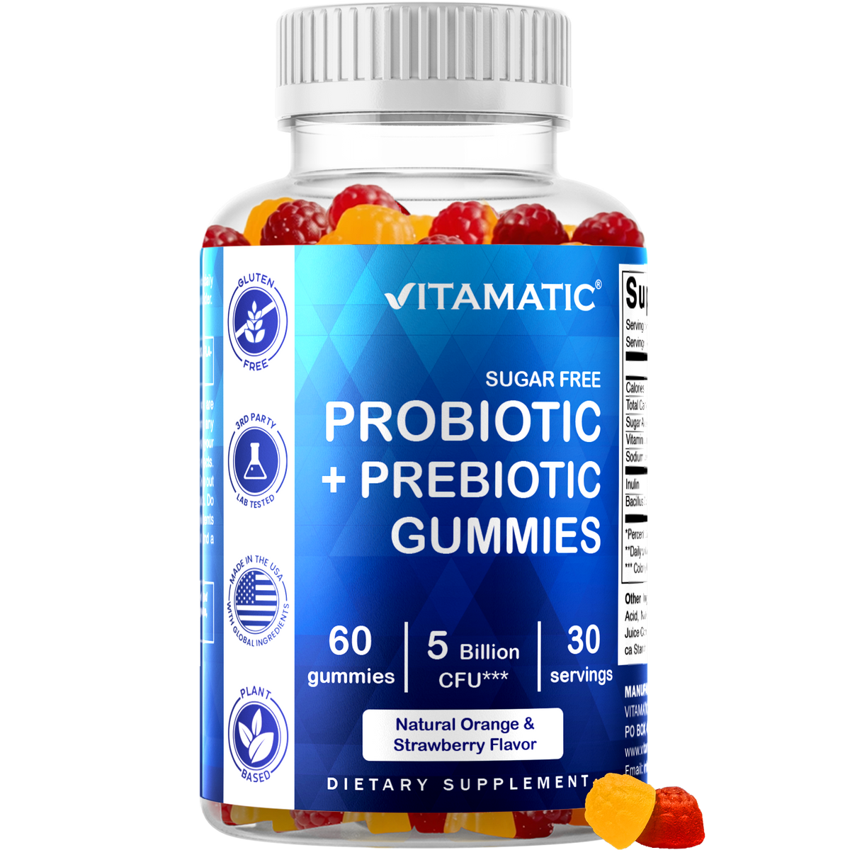 Vitamatic Sugar Free Probiotic 5 Billion CFU, 60 Gummies