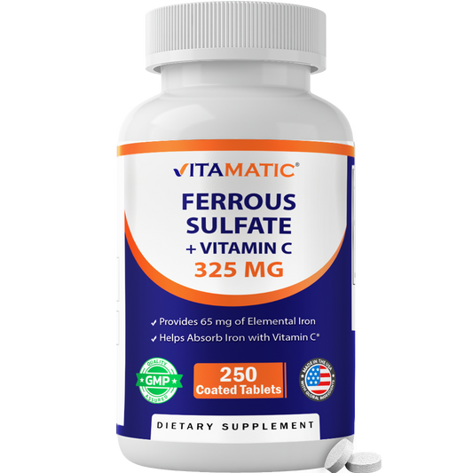 Vitamatic Ferrous Sulphate + Vitamin C, 250 Tablets
