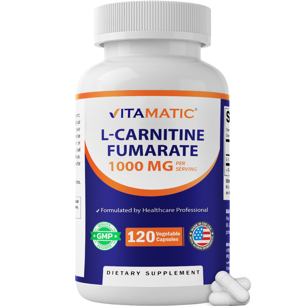 Vitamatic L-Carnitine Fumarate 1000mg, 120 Veg Capsules
