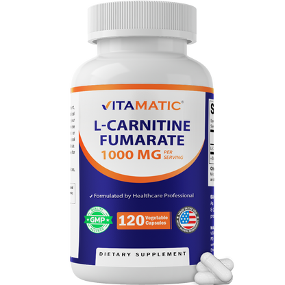 Vitamatic L-Carnitine Fumarate 1000mg, 120 Veg Capsules