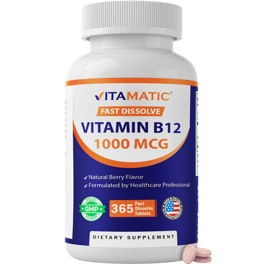 Vitamatic Vitamin B12 1000 mcg Fast Dissolve, 365 Tablets