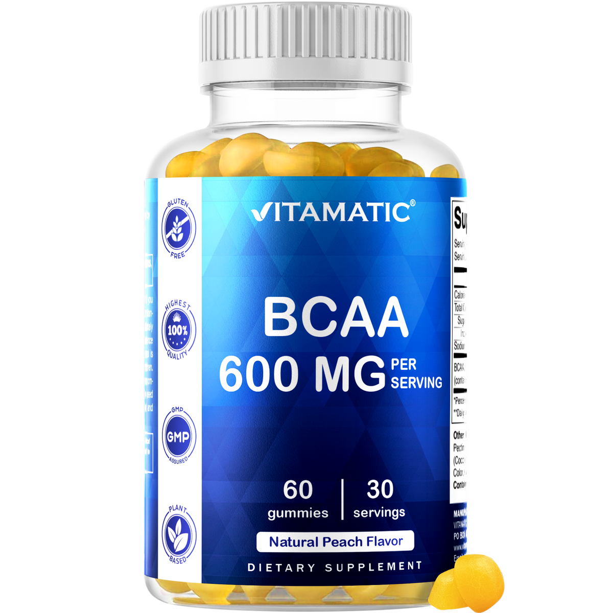 Vitamatic BCAA 600mg per Serving Gummies, 60 Count