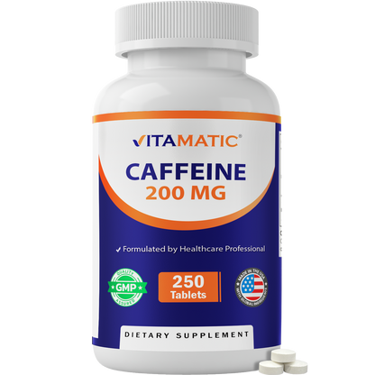 Vitamatic Caffeine Pills 200mg, 250 Vegetarian Tablets