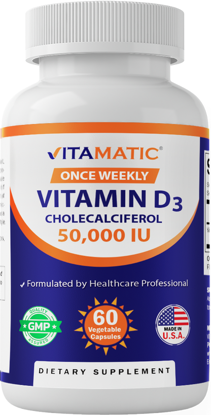 Vitamin D3 50000 IU Weekly Dose - 60 Veggie Capsules