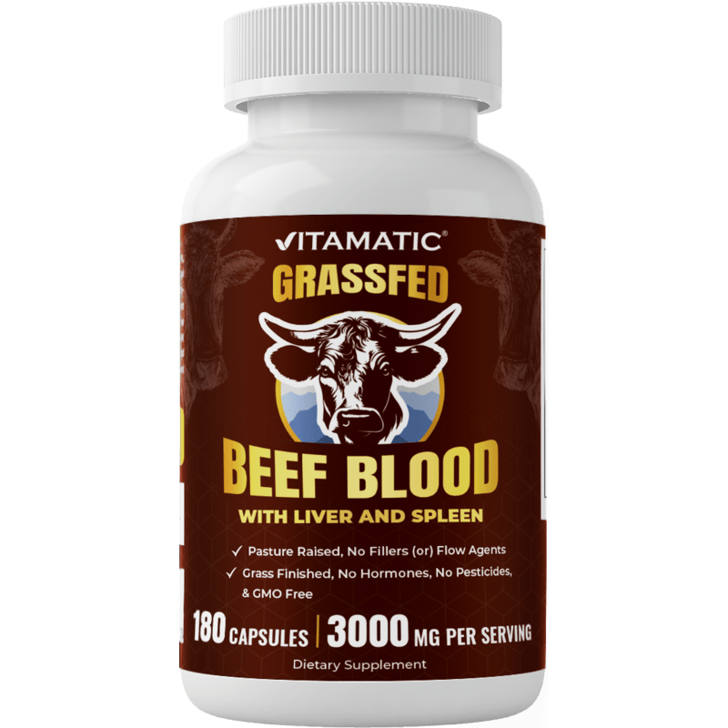 Vitamatic Grass Fed Beef Blood with Liver and Spleen - 180 Capsules