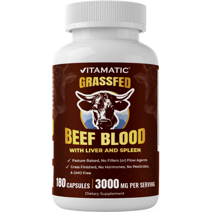 Vitamatic Grass Fed Beef Blood with Liver and Spleen - 180 Capsules