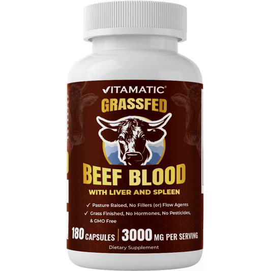 Vitamatic Grass Fed Beef Blood with Liver and Spleen - 180 Capsules