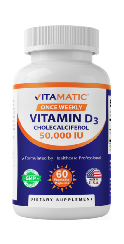 Vitamin D3 50000 IU Weekly Dose - 60 Veggie Capsules