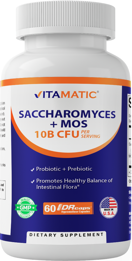Saccharomyces Boulardii Probiotic 10B per Serving + Yeast Extract 300 mg- 60 DR Capsules