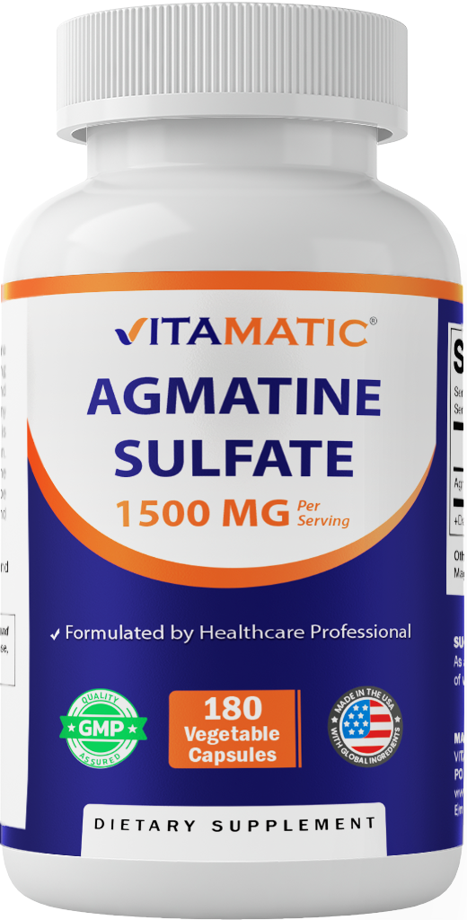 Agmatine Sulfate 1500mg Per Serving, 180 Capsules