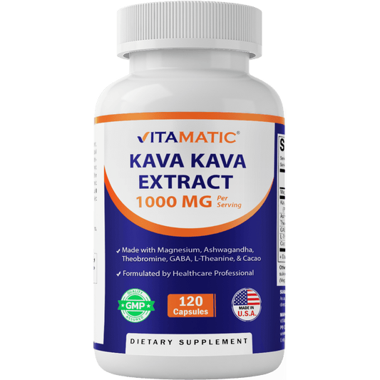 Kava Kava Extract 1000mg – Made with Magnesium, Ashwagandha, GABA, Theobromine, L-Theanine & Cacao – 120 Veg Capsules